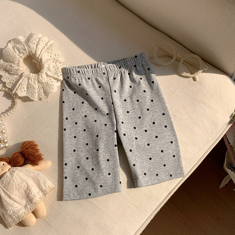 Pantalones de ciclismo de algodón con estampado de lunares y leopardo para niñas