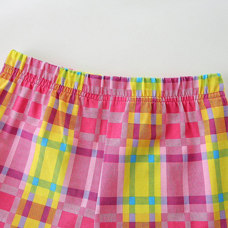 Girls Spring&Summer Watermelon Applique Cotton Shorts Set
