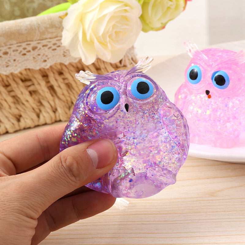 Squishy Squeeze Glitter Owl Toy