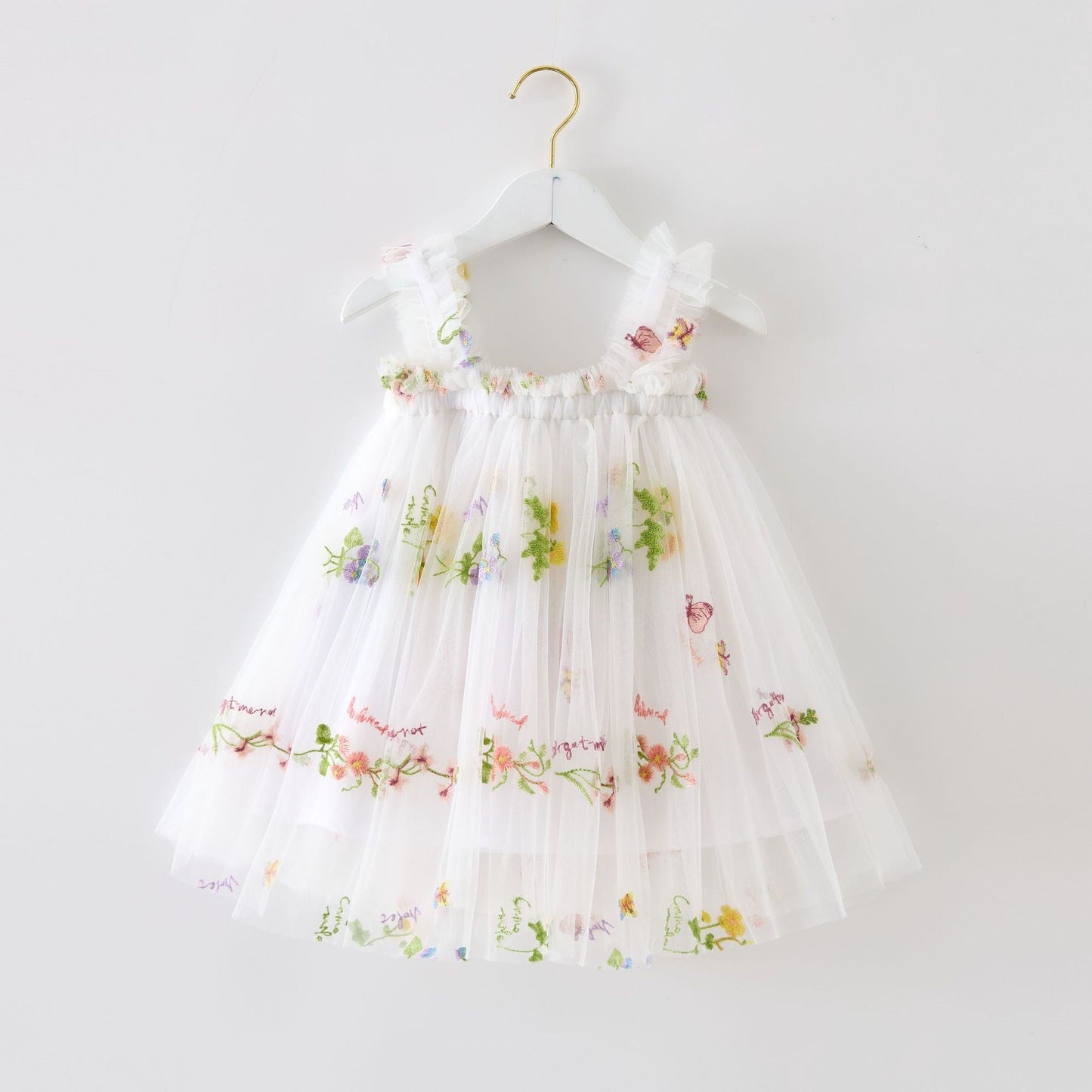 Vestido de Tul Bordado Floral de Primavera y Verano para Niñas
