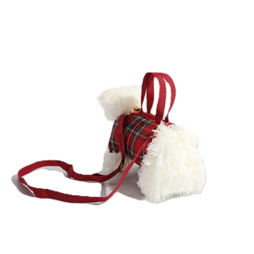 (Pedido anticipado)Bolso bandolera de peluche de cachorro de Navidad