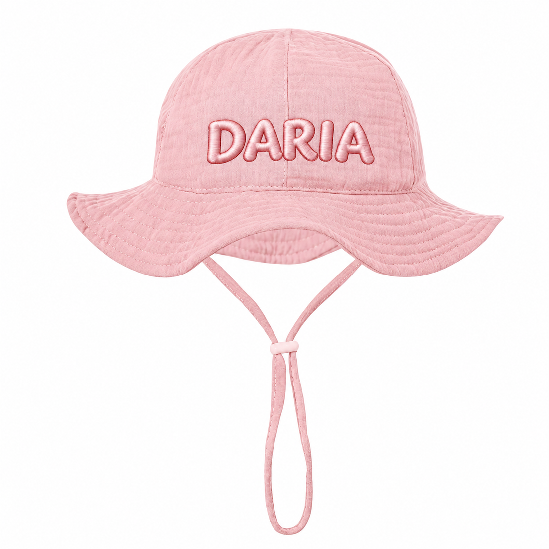 Personalized baby sun hat with embroidered Daria name example