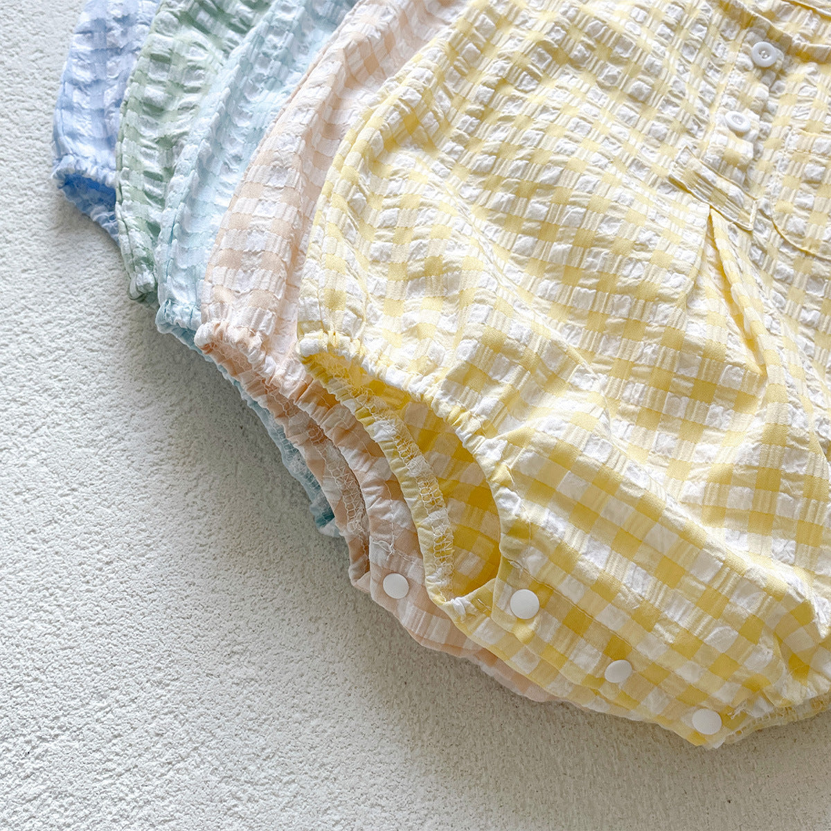 Tutina senza maniche a quadri per neonati e bambini, primavera ed estate