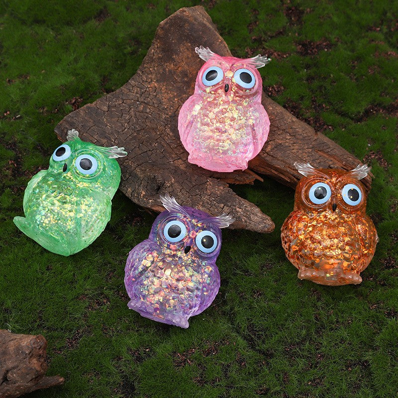 Squishy Squeeze Glitter Owl Toy