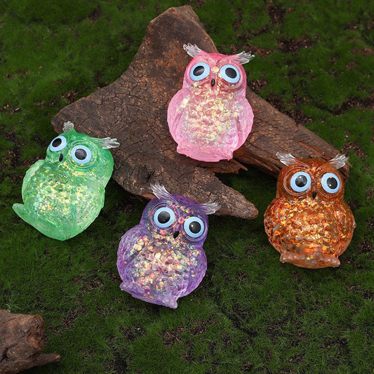 Squishy Squeeze Glitter Owl Toy
