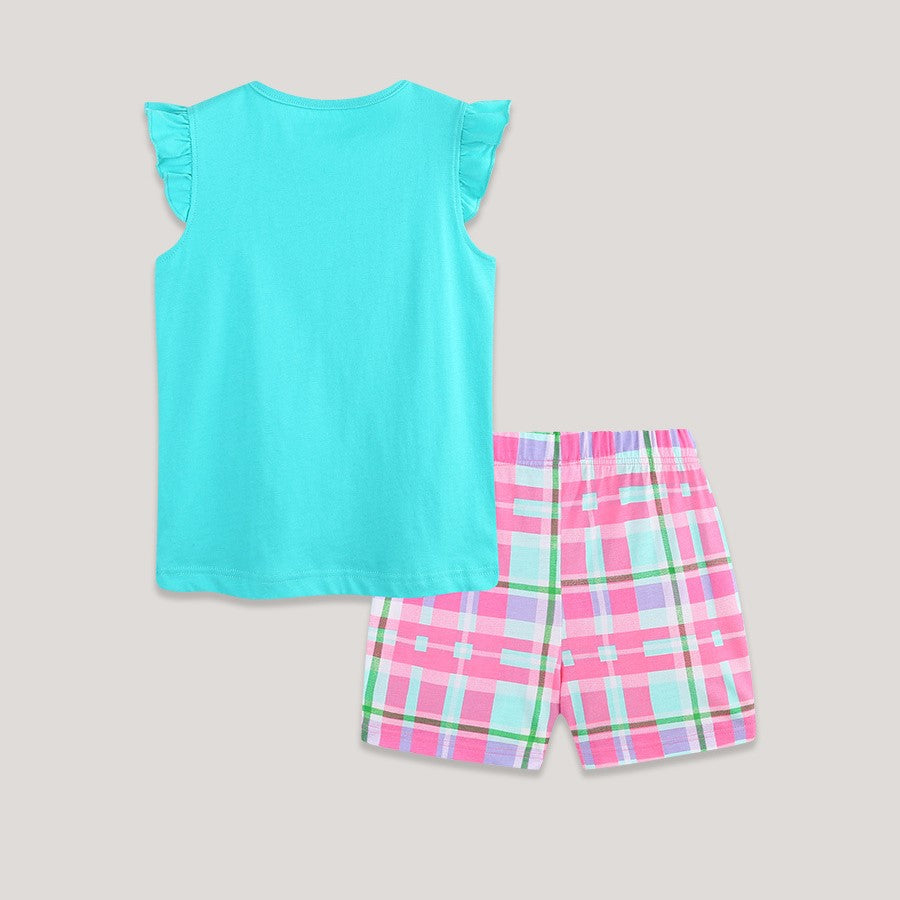 Set di pantaloncini in cotone con applicazioni a forma di fragola per bambine Primavera/Estate