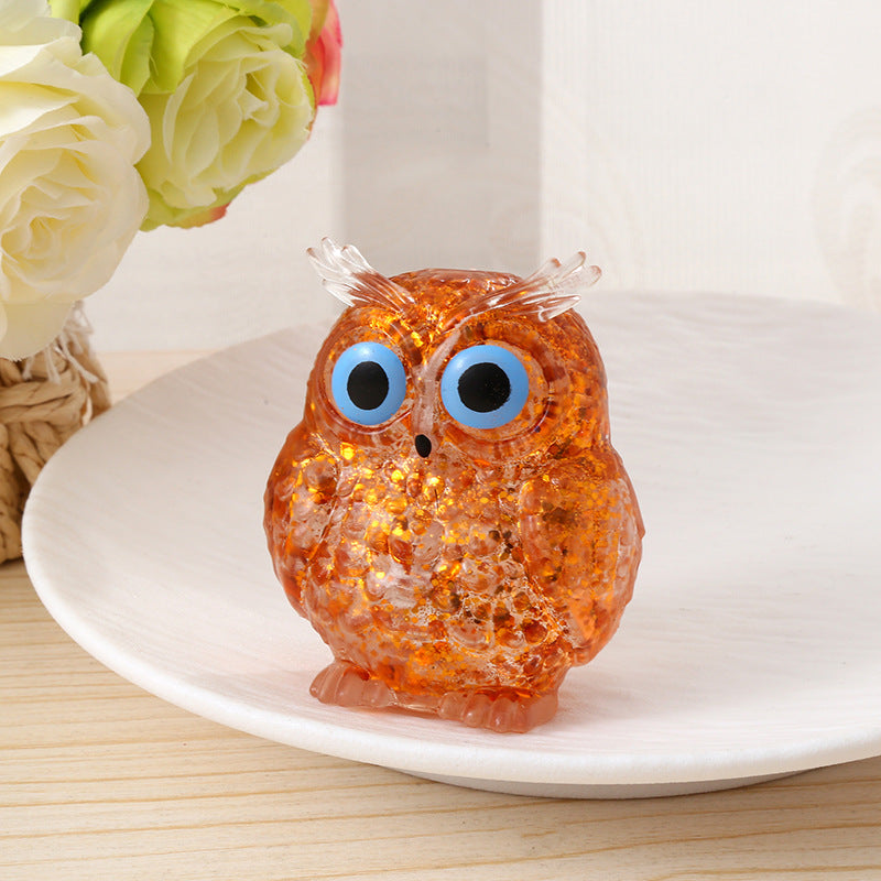 Squishy Squeeze Glitter Owl Toy