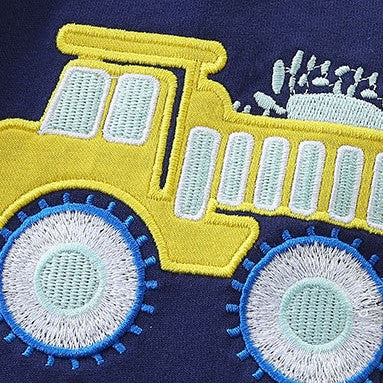 Boys Spring&Summer Truck Embroidery Cotton Shorts Set