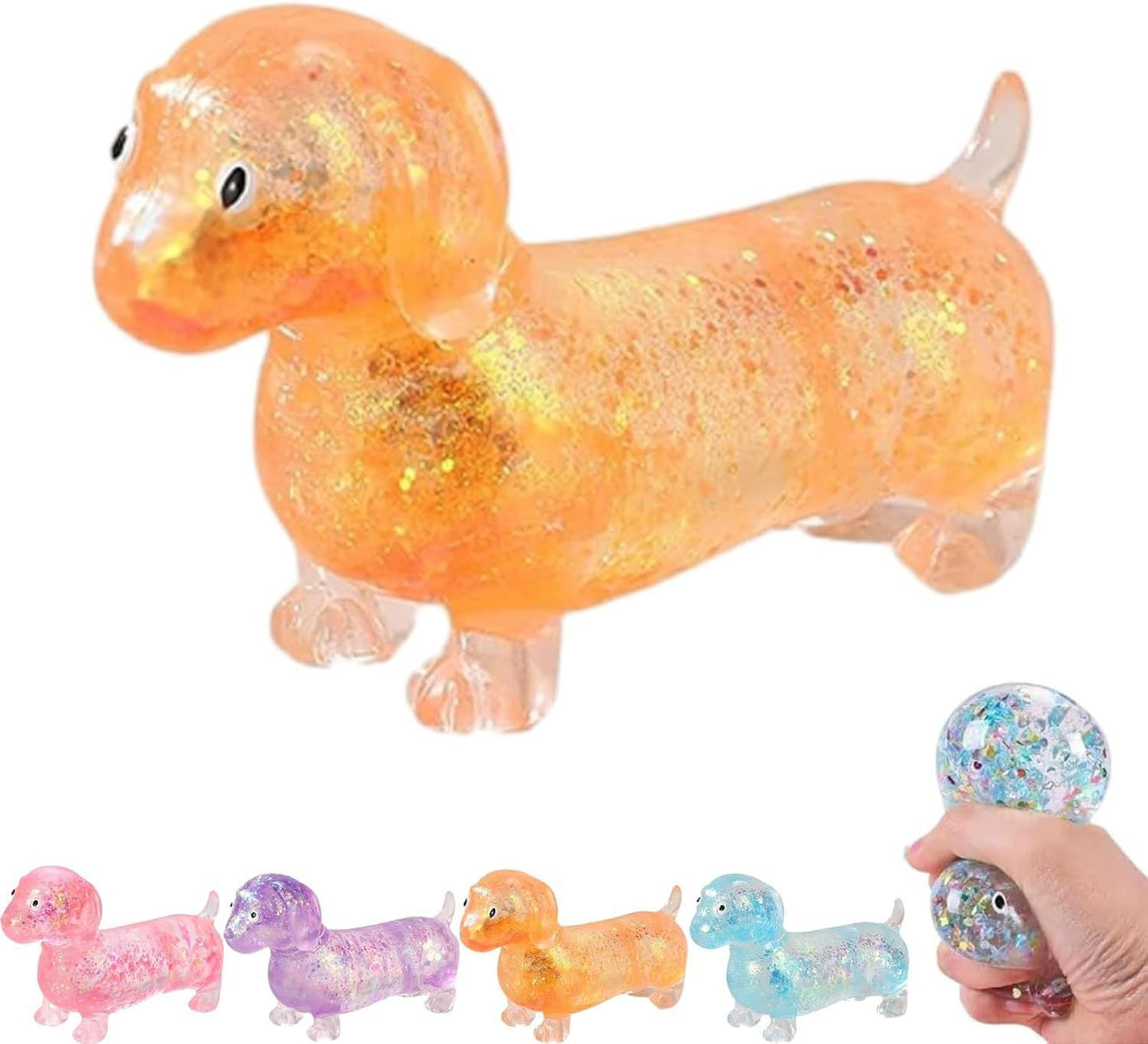 Squishy Squeeze Glitter Dachshund Toy