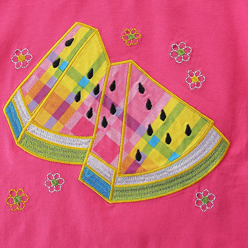 Girls Spring&Summer Watermelon Applique Cotton Shorts Set