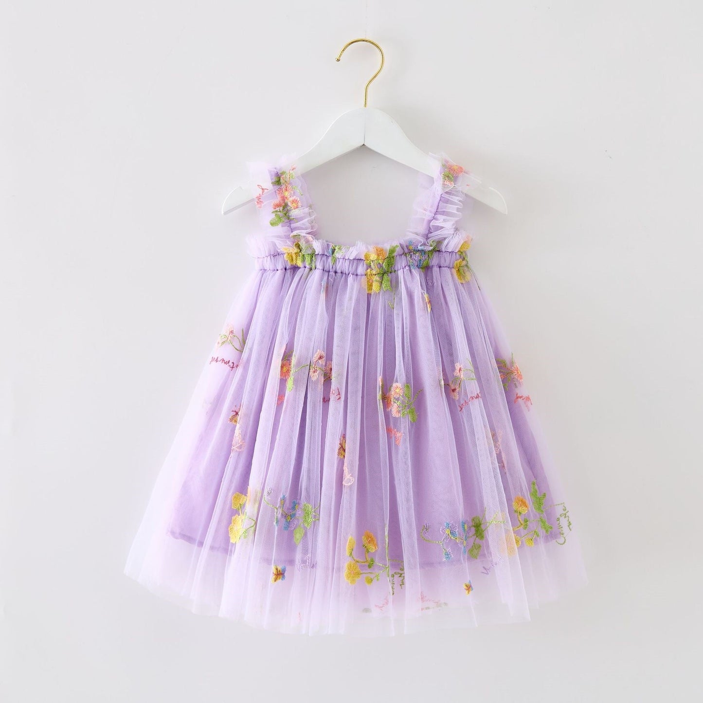 Vestido de Tul Bordado Floral de Primavera y Verano para Niñas