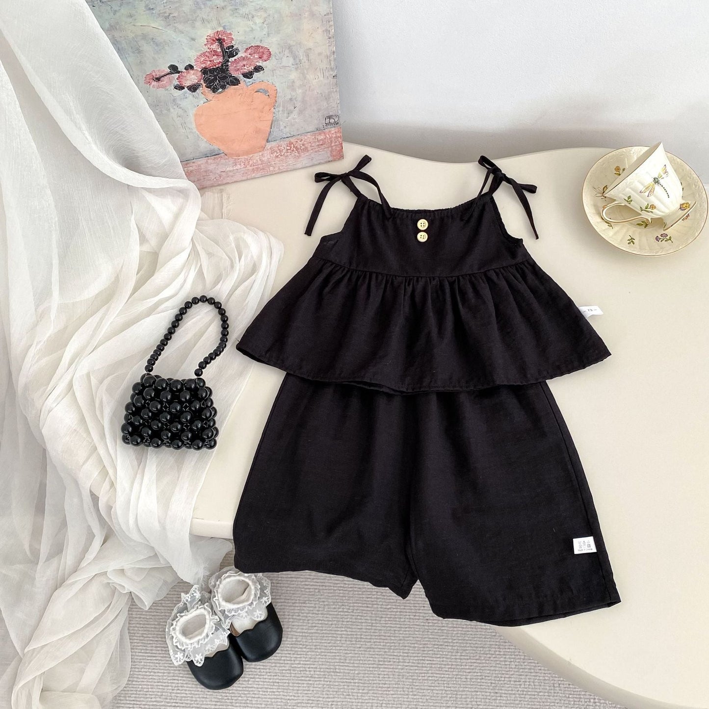 Conjunto bandeau de color liso para niñas, de primavera y verano