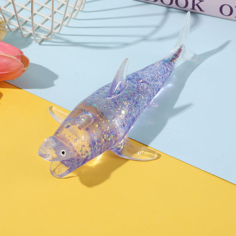 Squishy Squeeze Glitter Shark Toy
