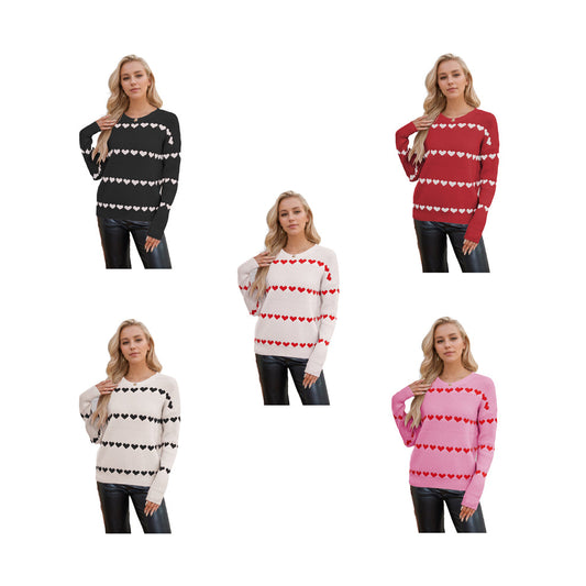 （Pre Order）Adults Valentine's Day love jacquard Crew-neck Sweater