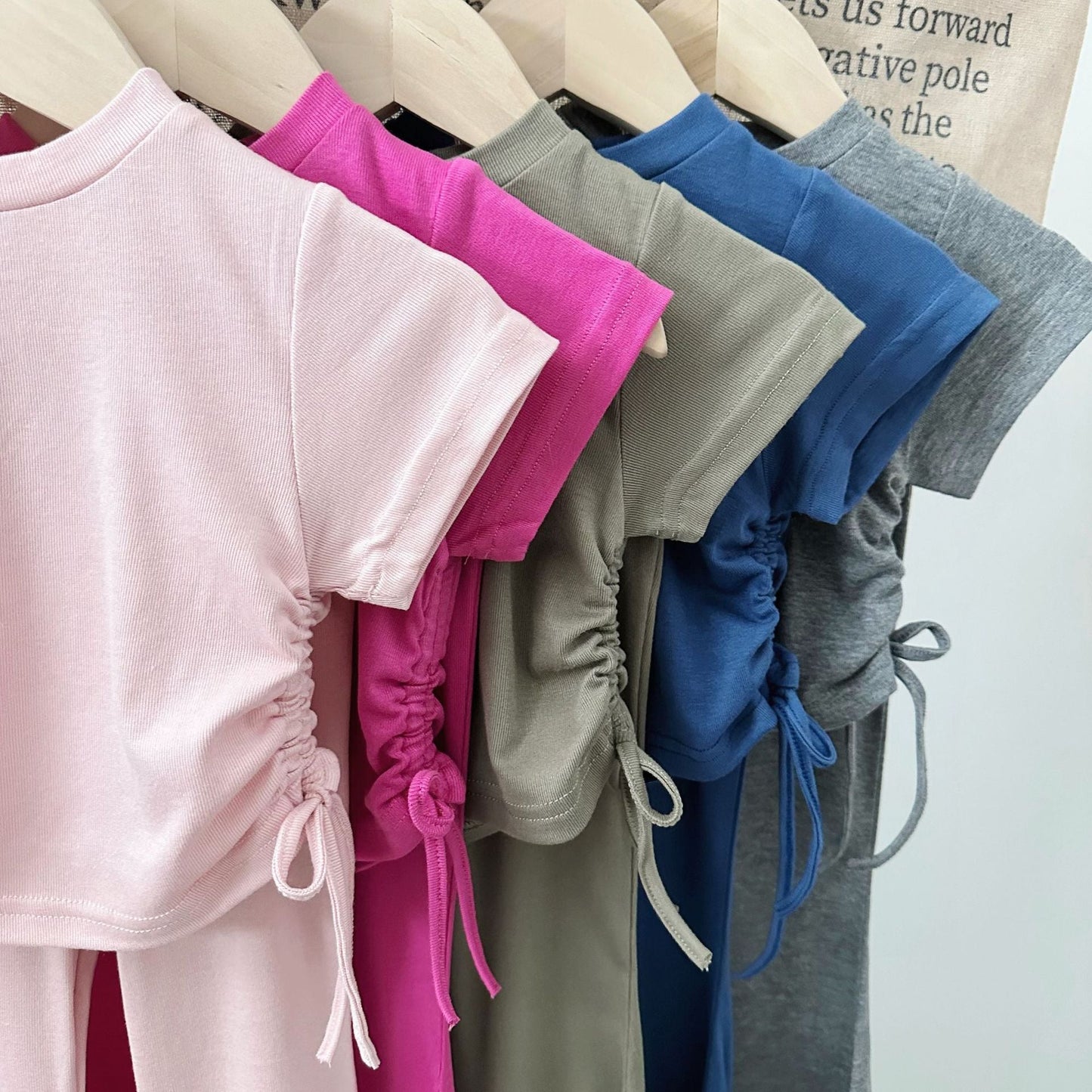 Girls Spring&Summer Solid Color Outfit Set