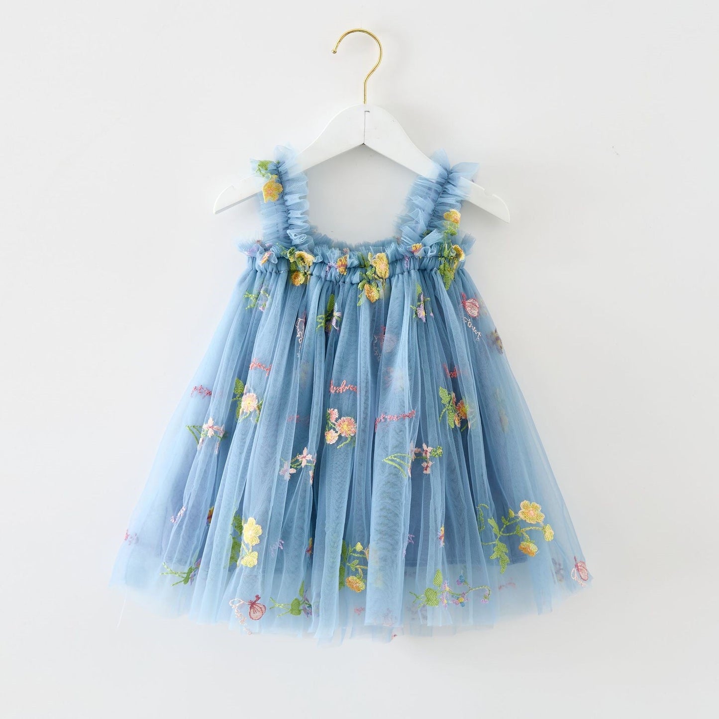 Vestido de Tul Bordado Floral de Primavera y Verano para Niñas