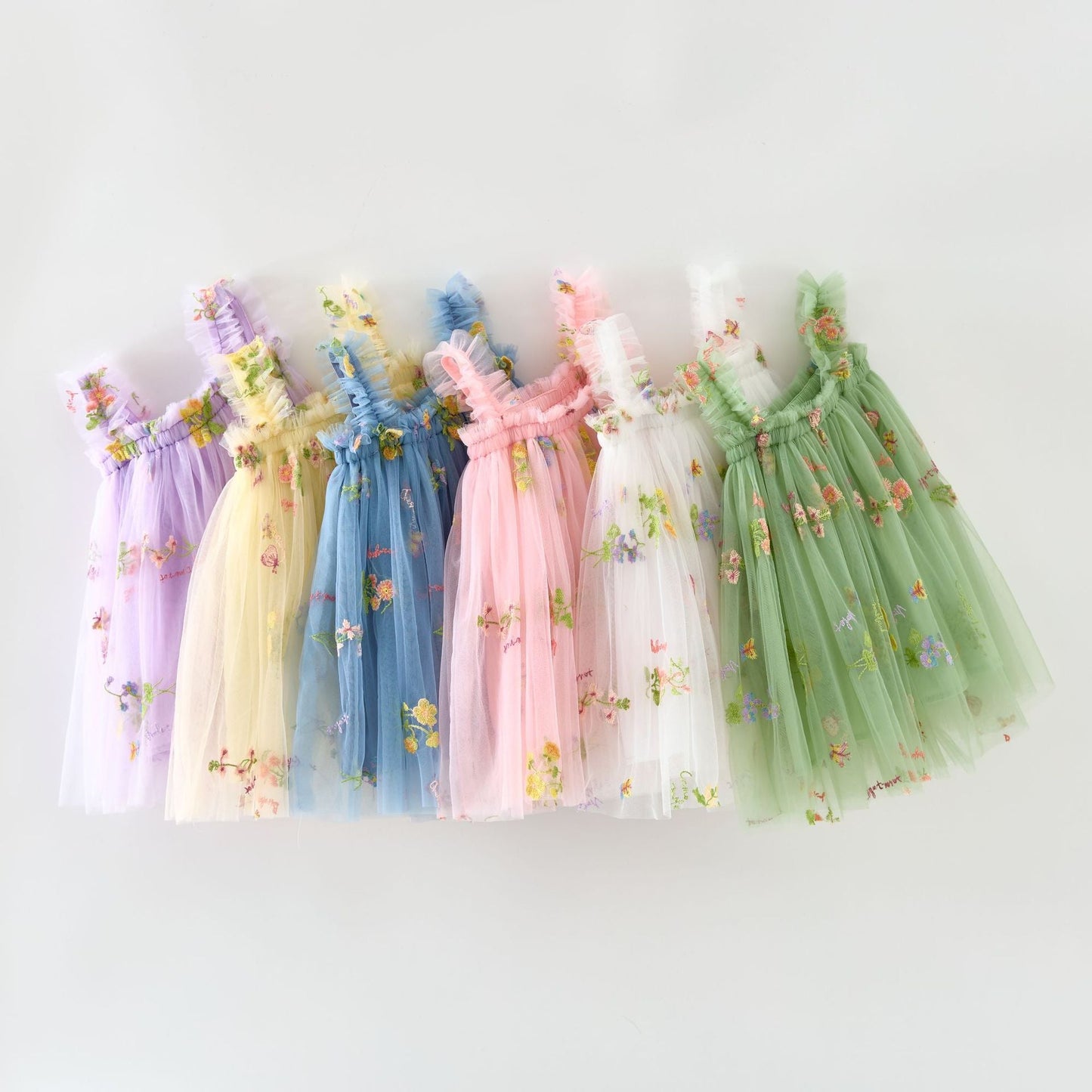 Vestido de Tul Bordado Floral de Primavera y Verano para Niñas