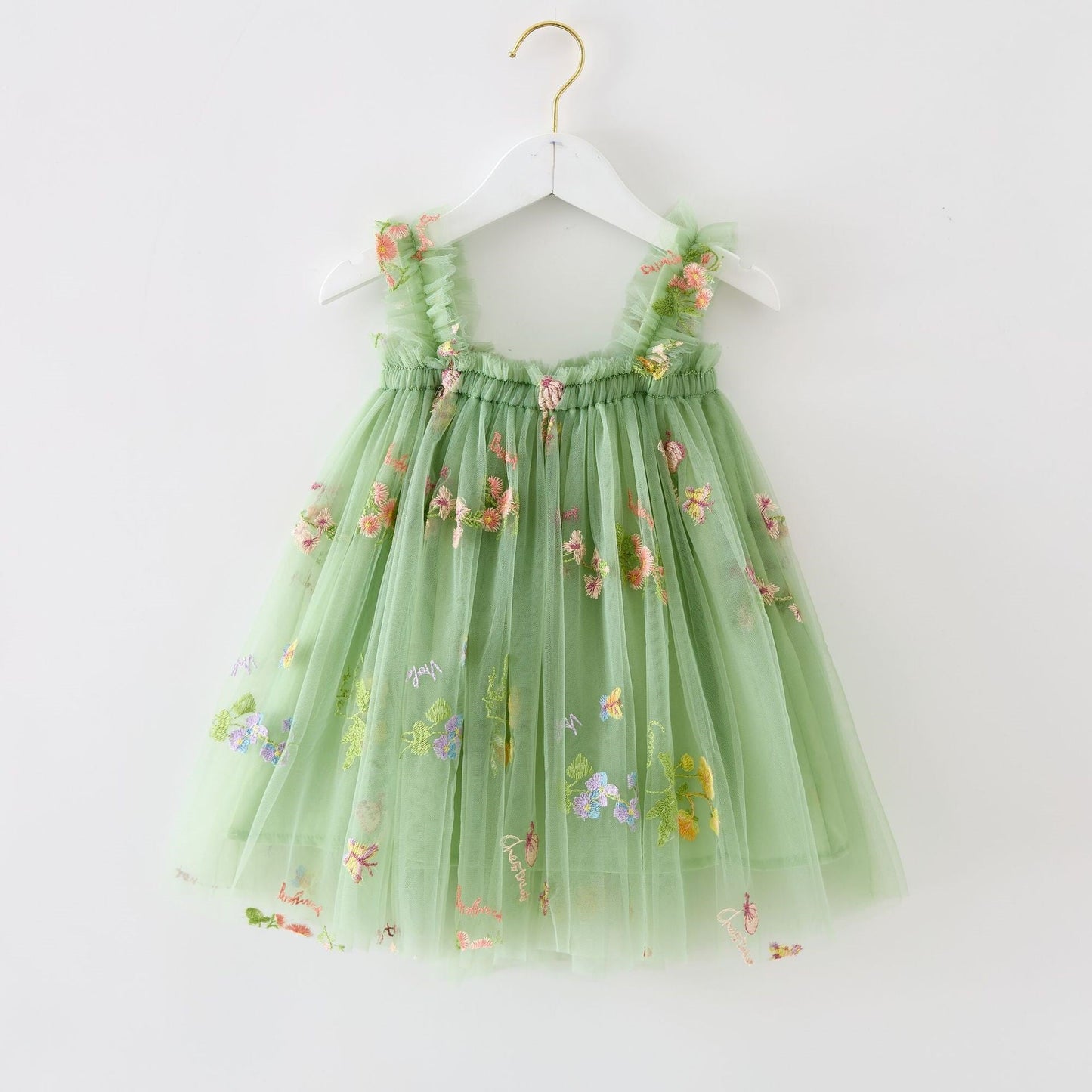 Vestido de Tul Bordado Floral de Primavera y Verano para Niñas