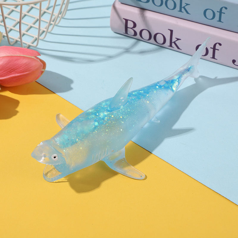 Squishy Squeeze Glitter Shark Toy