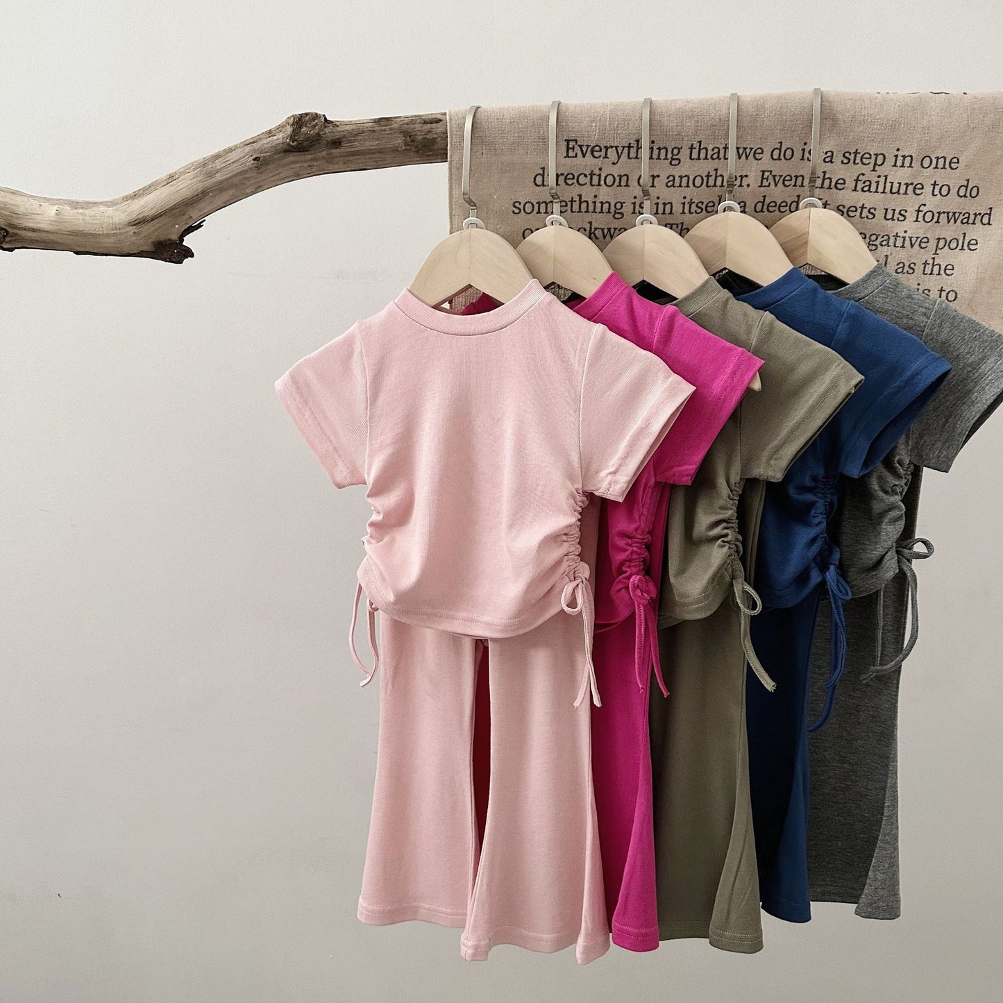 Girls Spring&Summer Solid Color Outfit Set