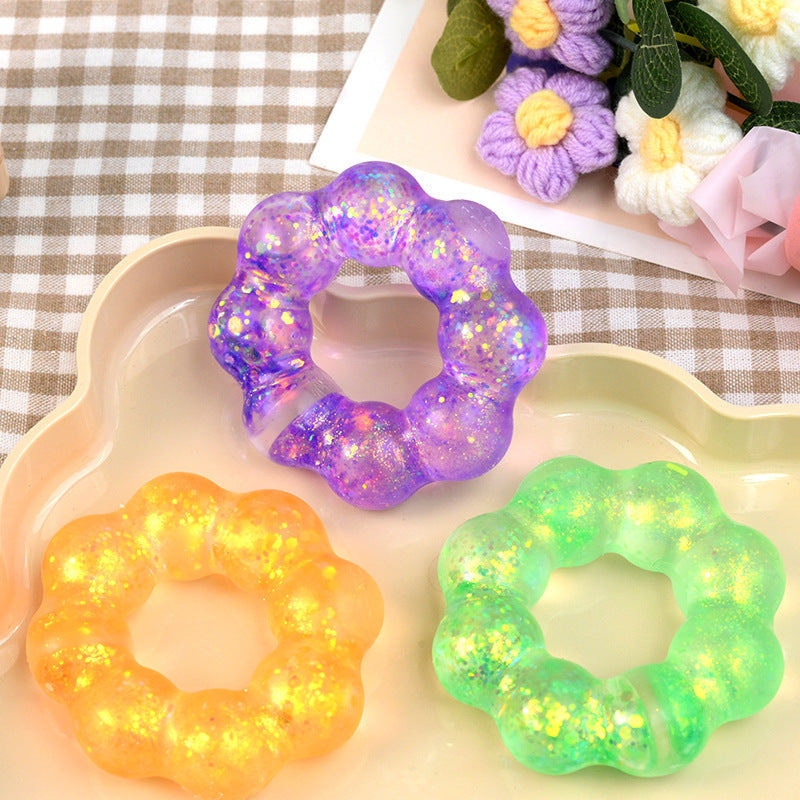 Squishy Squeeze Glitter Donut Toy