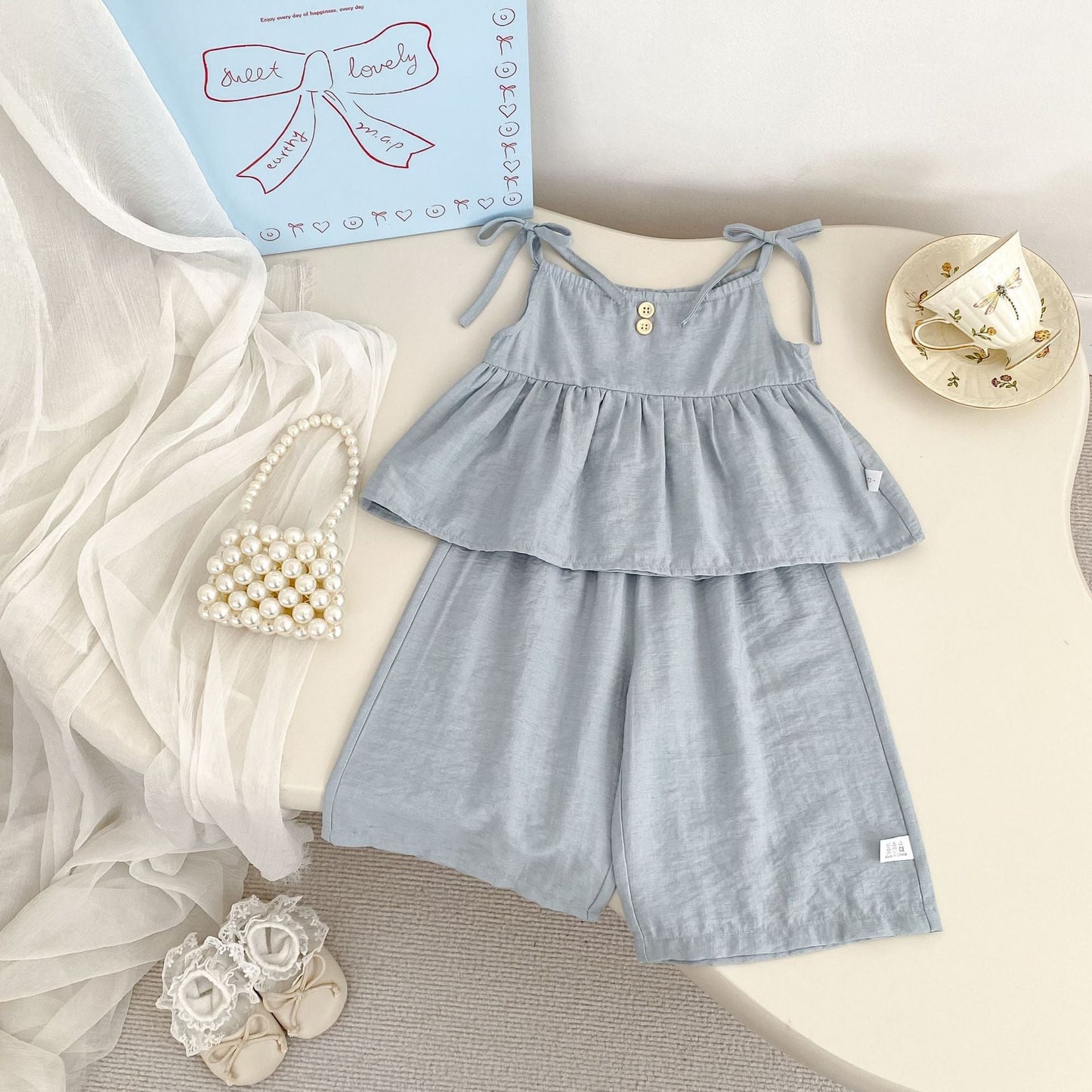 Conjunto bandeau de color liso para niñas, de primavera y verano