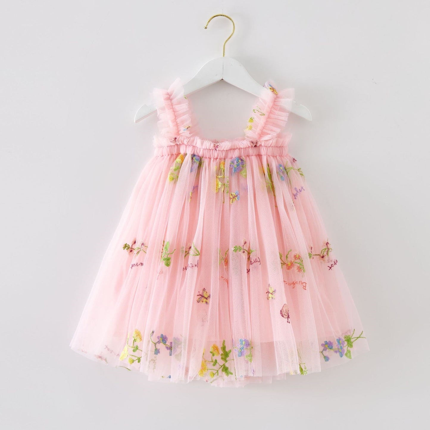 Vestido de Tul Bordado Floral de Primavera y Verano para Niñas