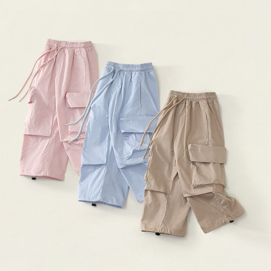 Girls Spring Multicolored Pocket Cargo Pants