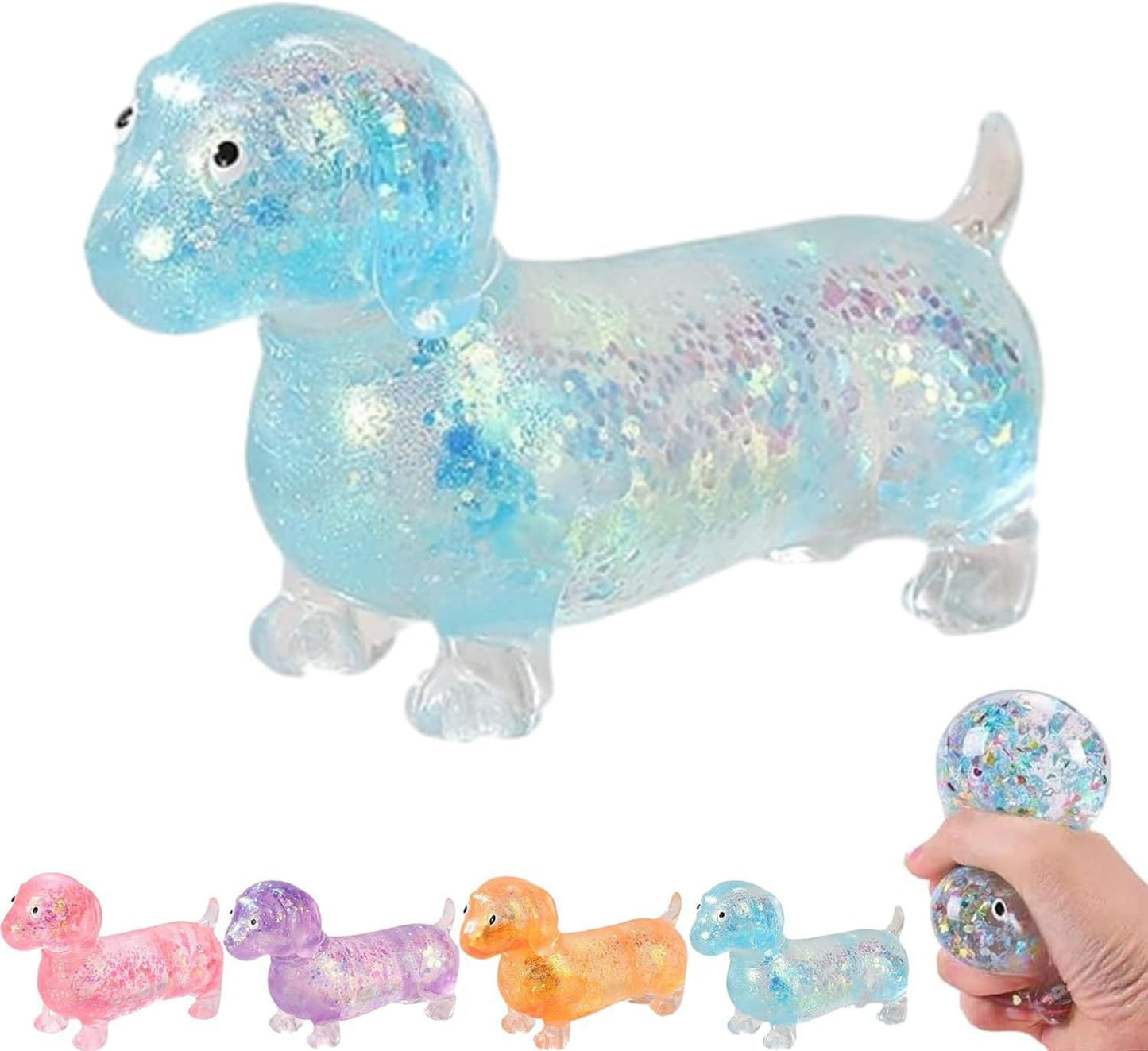 Squishy Squeeze Glitter Dachshund Toy