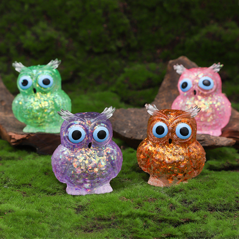 Squishy Squeeze Glitter Owl Toy