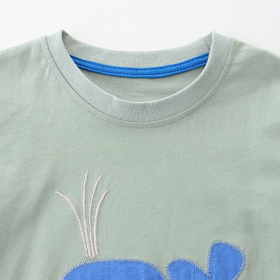Set pantaloncini in cotone con applicazione balena per bambino primavera/estate