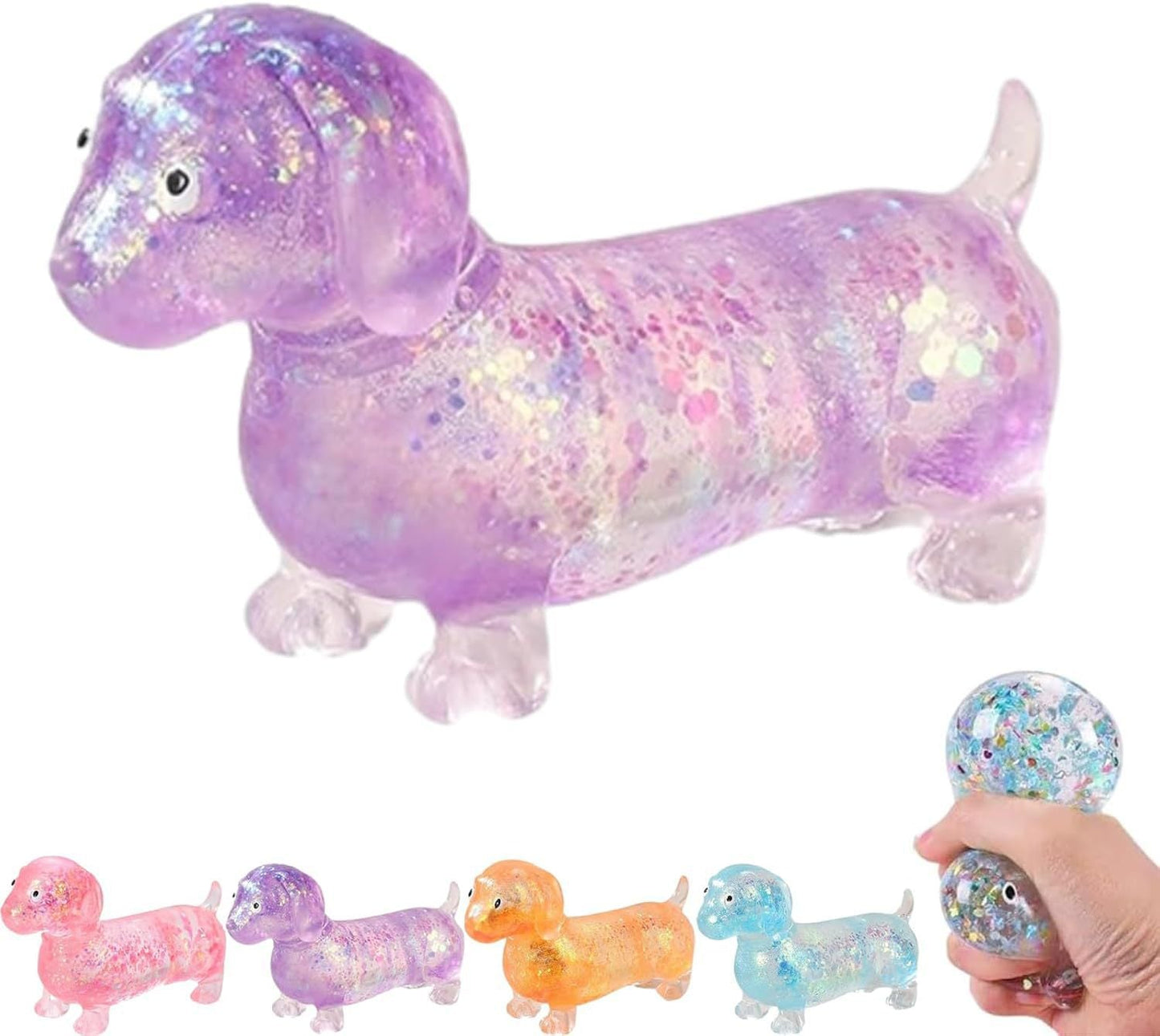 Squishy Squeeze Glitter Dachshund Toy