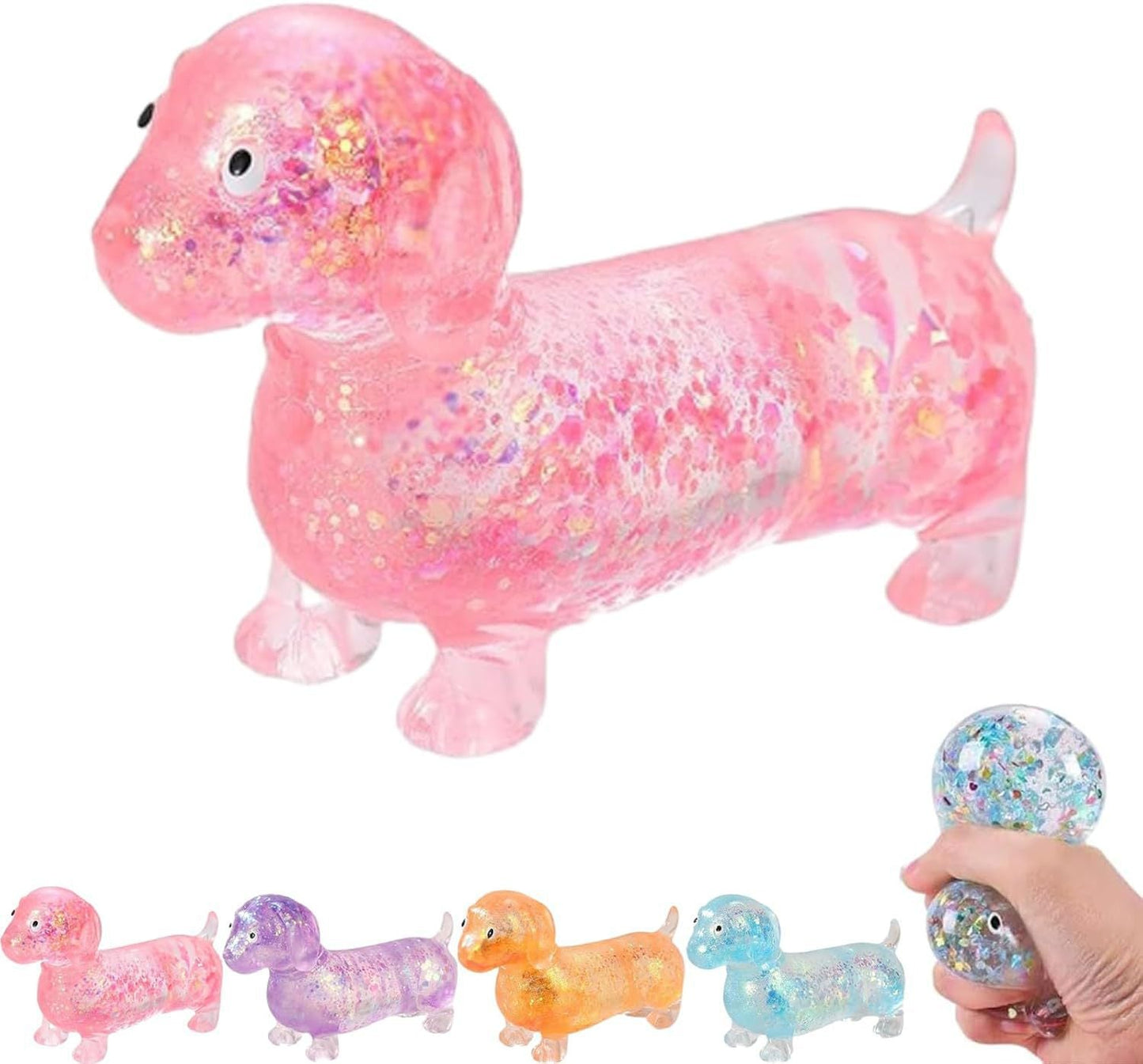 Squishy Squeeze Glitter Dachshund Toy