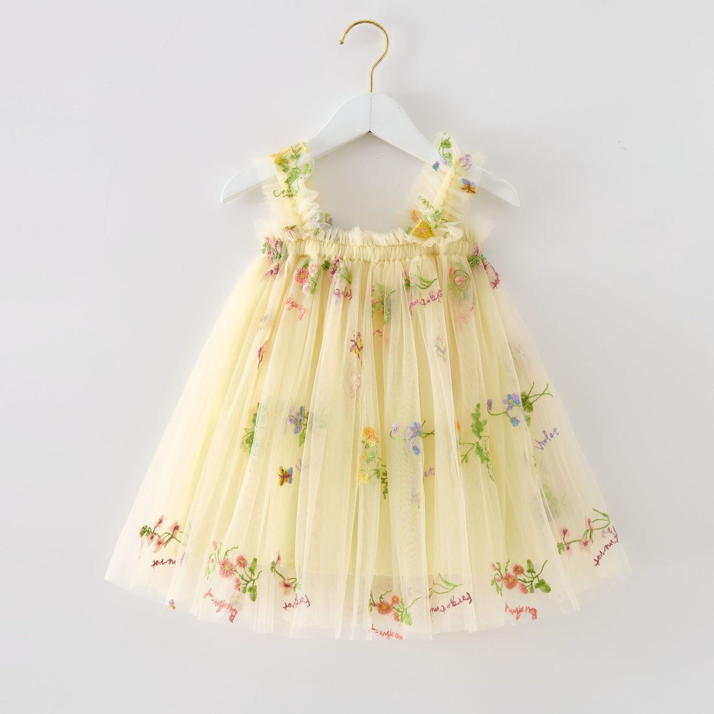 Vestido de Tul Bordado Floral de Primavera y Verano para Niñas