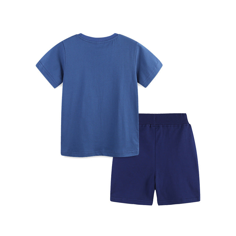 Boys Spring&Summer Truck Embroidery Cotton Shorts Set